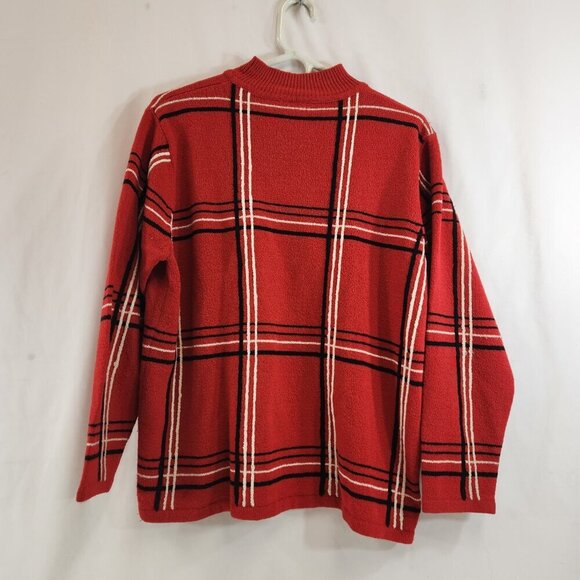 Vintage Alia Red Sweater Wide Stripe Womens Large - Picture 5 of 10